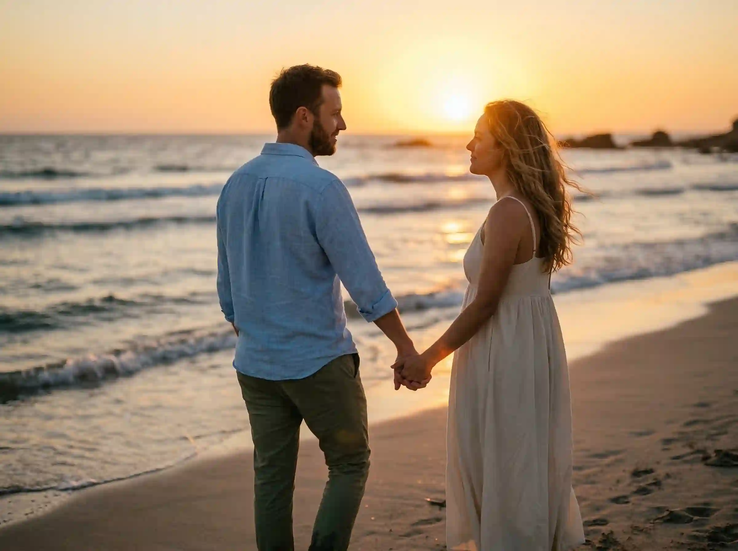 deep romantic love messages couple holding hands at sunset