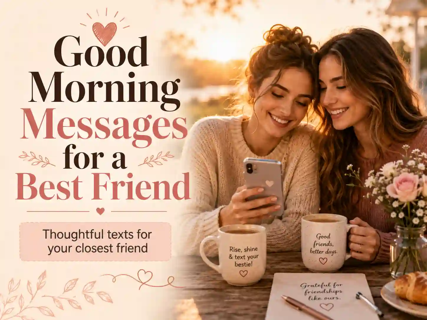 Good morning messages for a best friend with warm friendship and sunrise theme