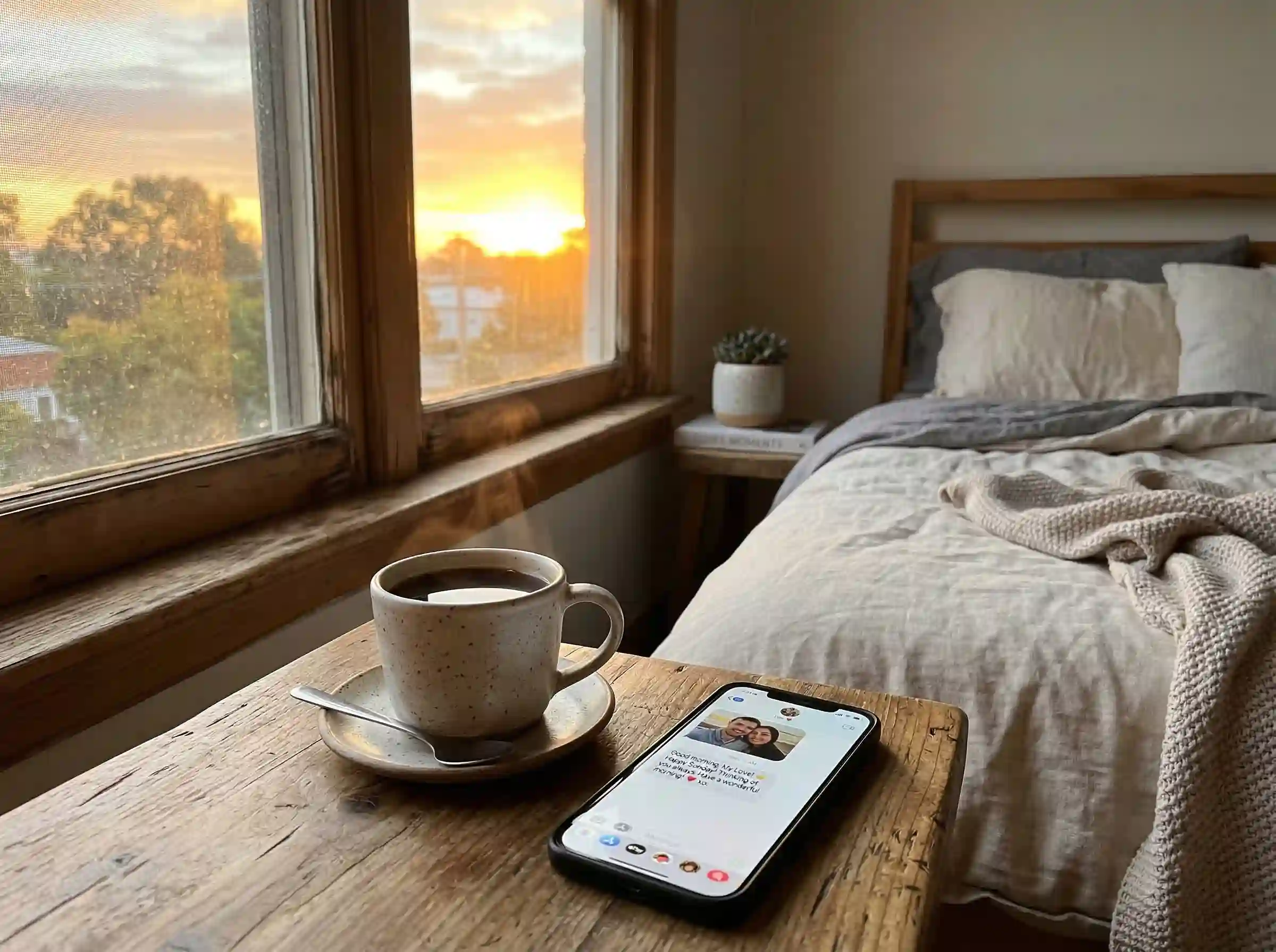 good morning Sunday message with sunrise and romantic text