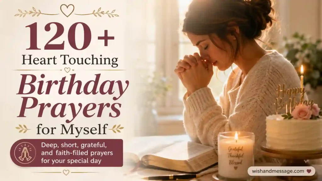 Heart touching birthday prayers for myself featured image with Bible, candle, and reflective birthday prayer setting