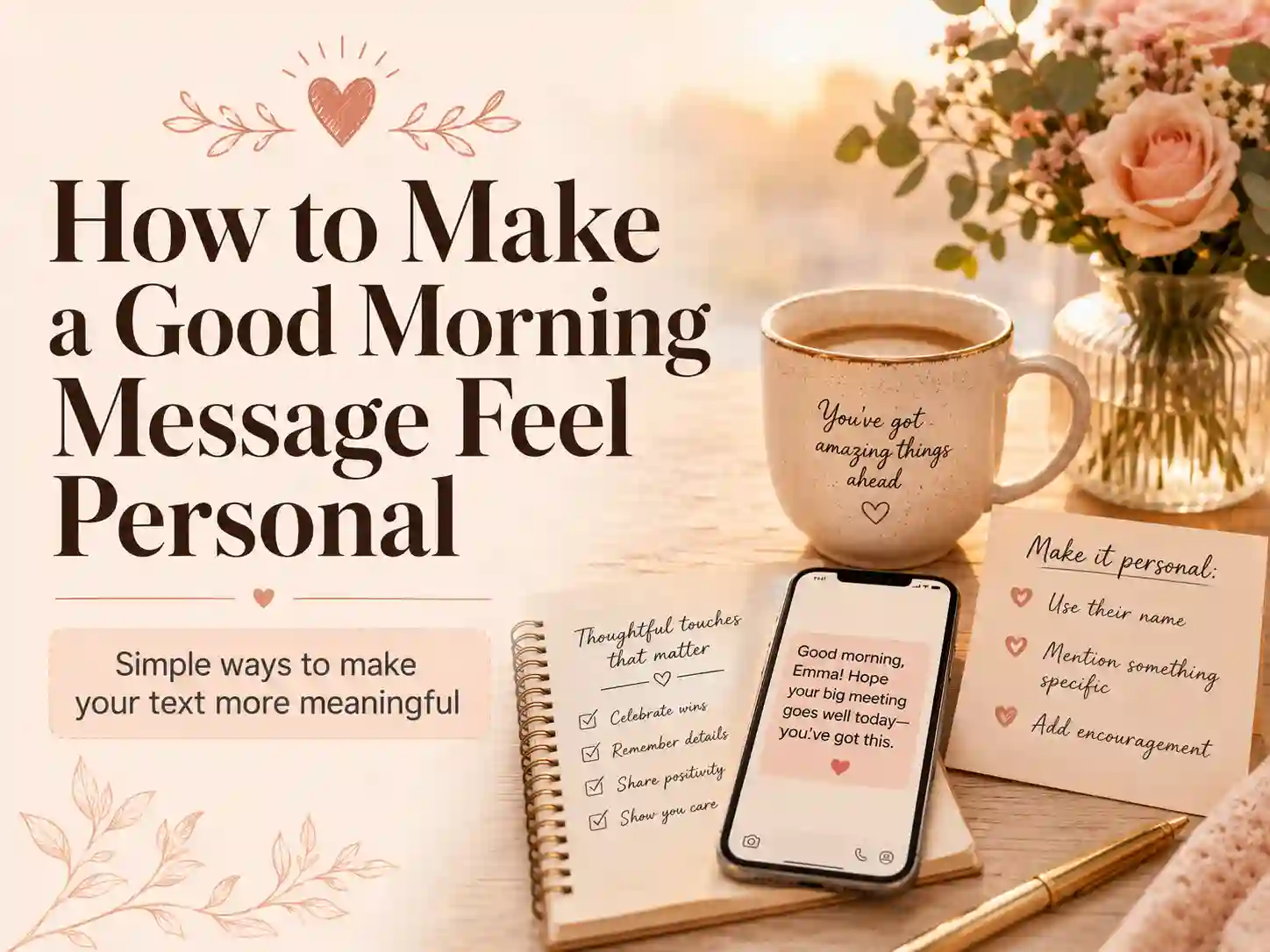 How to make a good morning message feel personal with thoughtful text and journaling theme