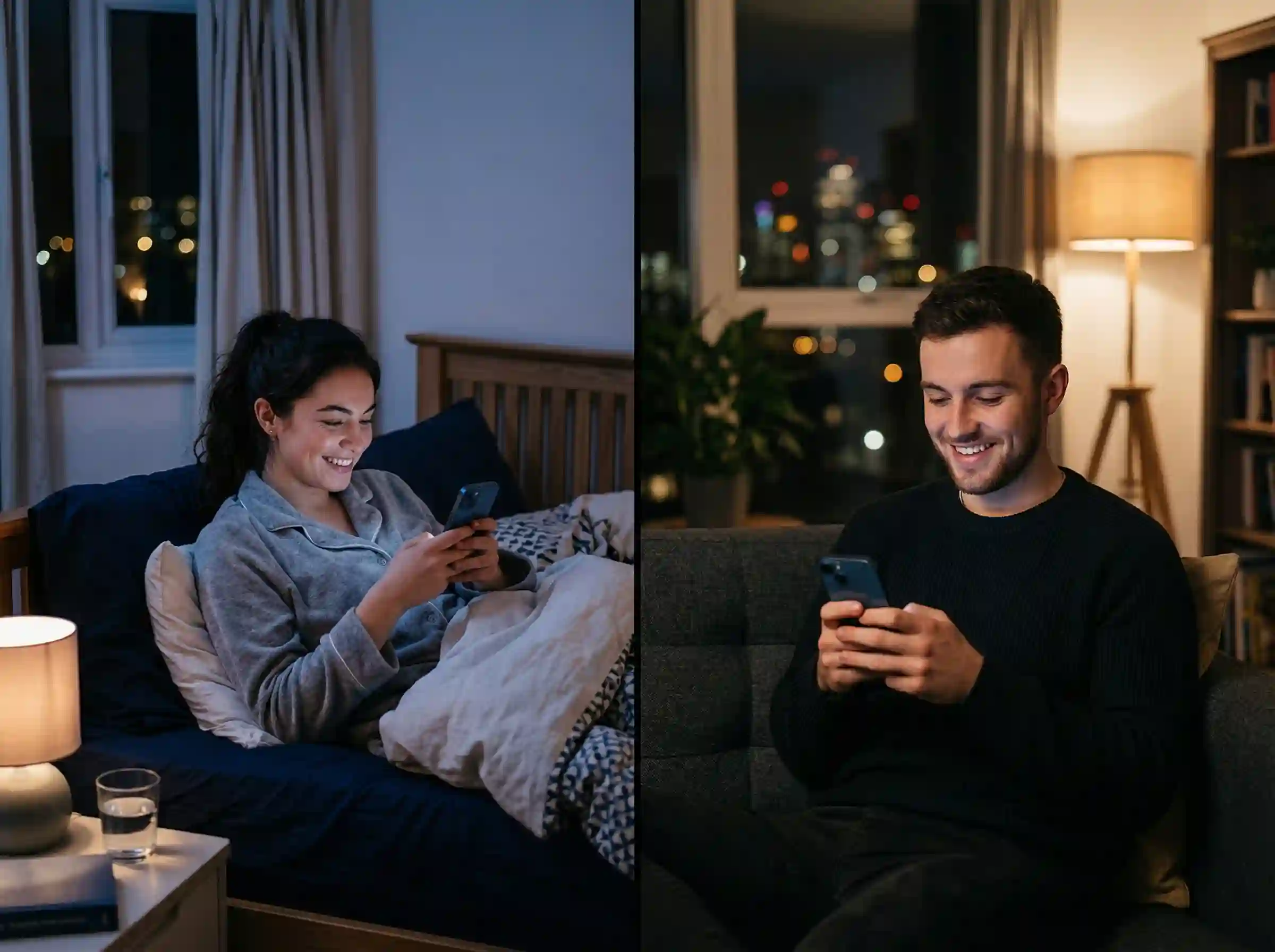long distance good night message couple texting at night