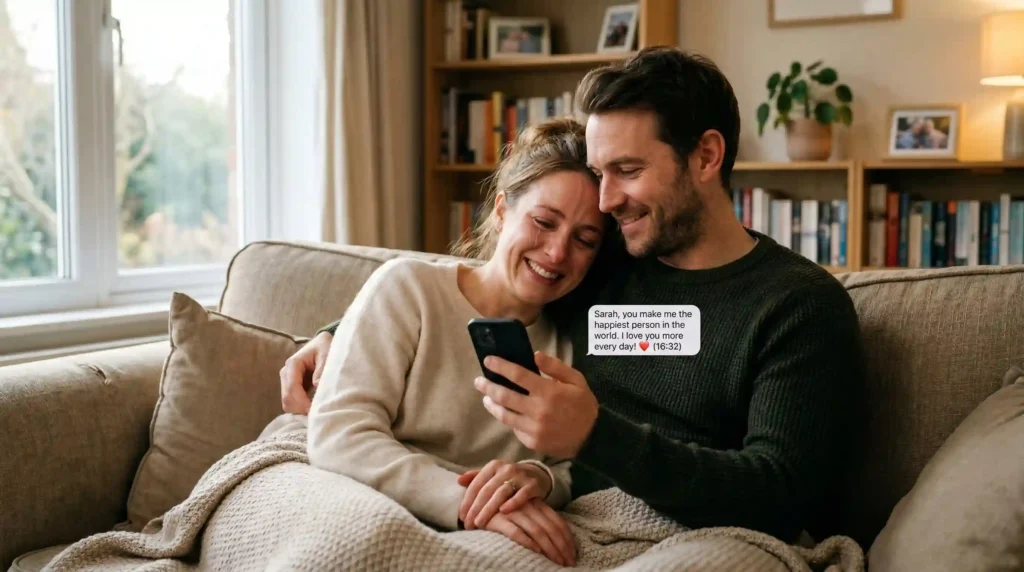 romantic love and trust message for wife on phone