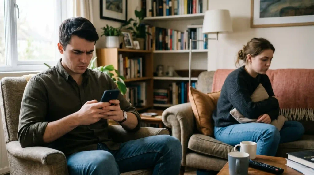 romantic apology message for love being typed after argument