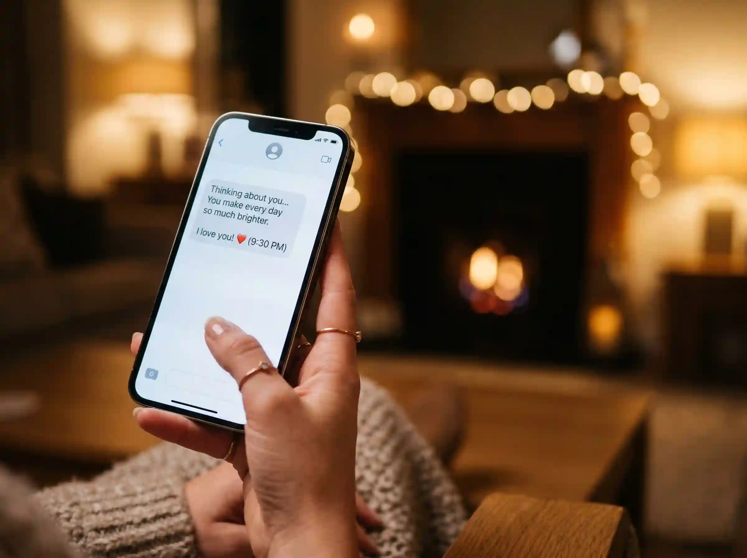 sweet love text message for wife on smartphone