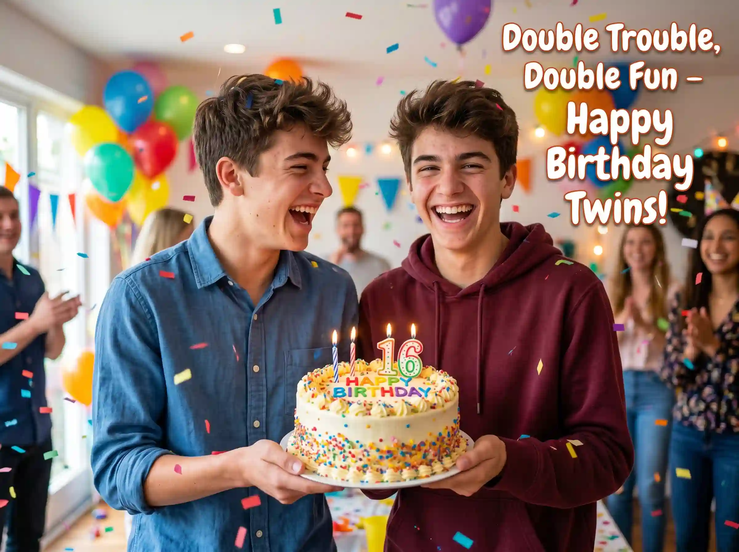 funny twin brothers birthday celebration laughing double trouble birthday message twins