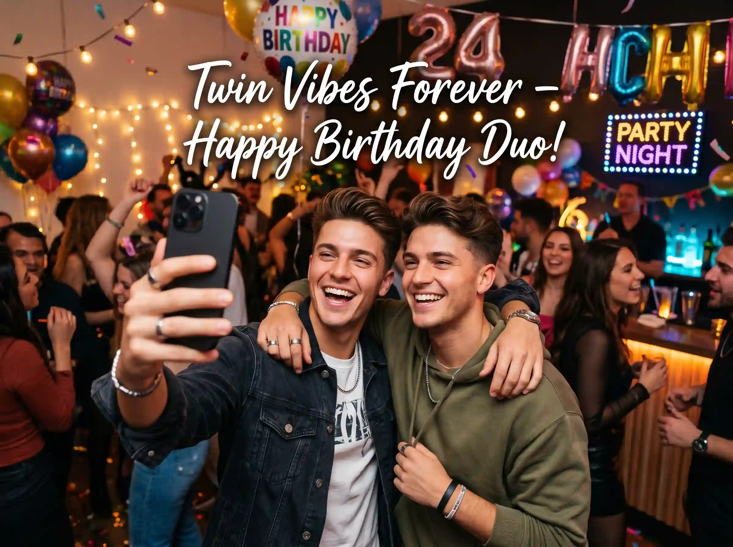 instagram birthday caption photo twin brothers selfie party twin birthday caption image