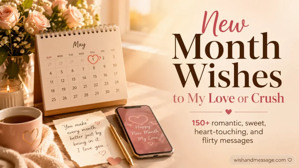 Romantic new month wishes for a love or crush