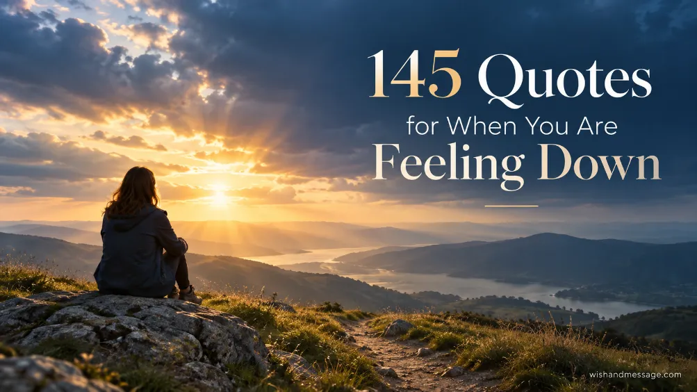 145 quotes for when you are feeling down over a hopeful sunrise mountain scene