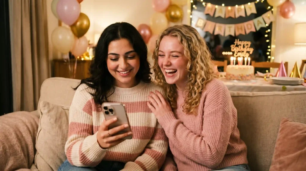 Belated birthday wishes for sister with emotional birthday celebration scene