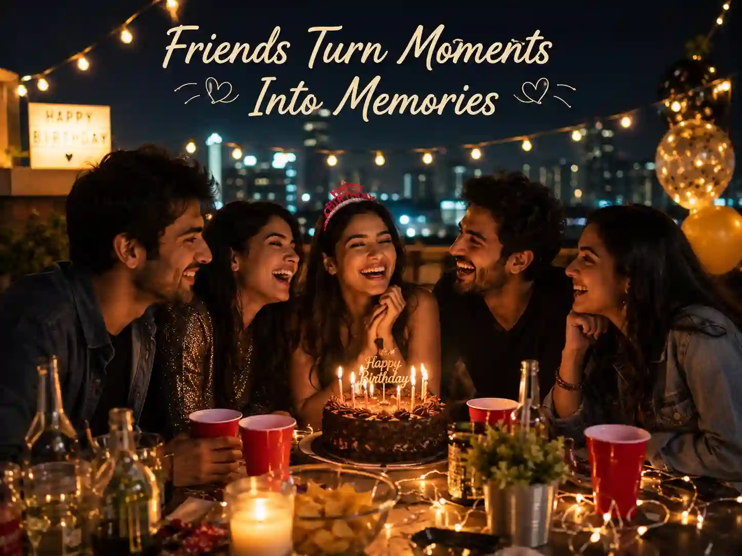 Best friend birthday wishes with friends celebrating birthday together