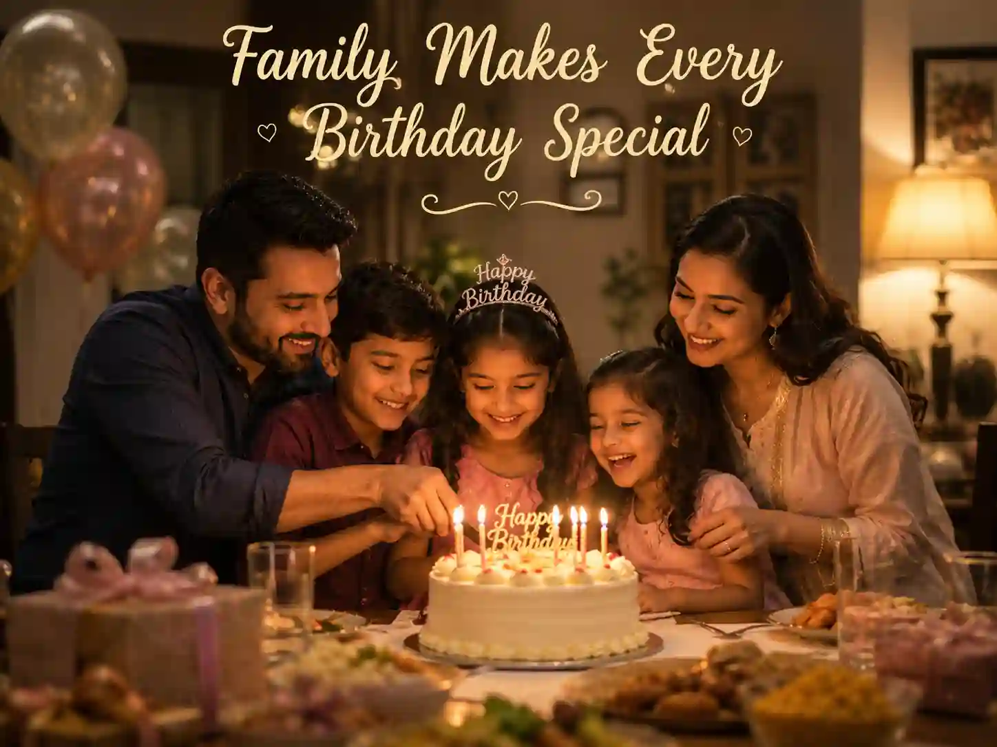 Birthday wishes for family members during warm family birthday celebration
