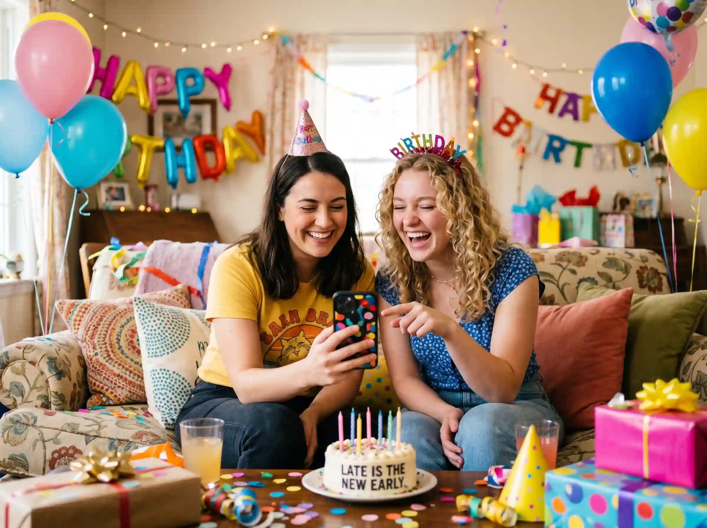 Funny belated birthday wishes for sister with humorous late birthday message