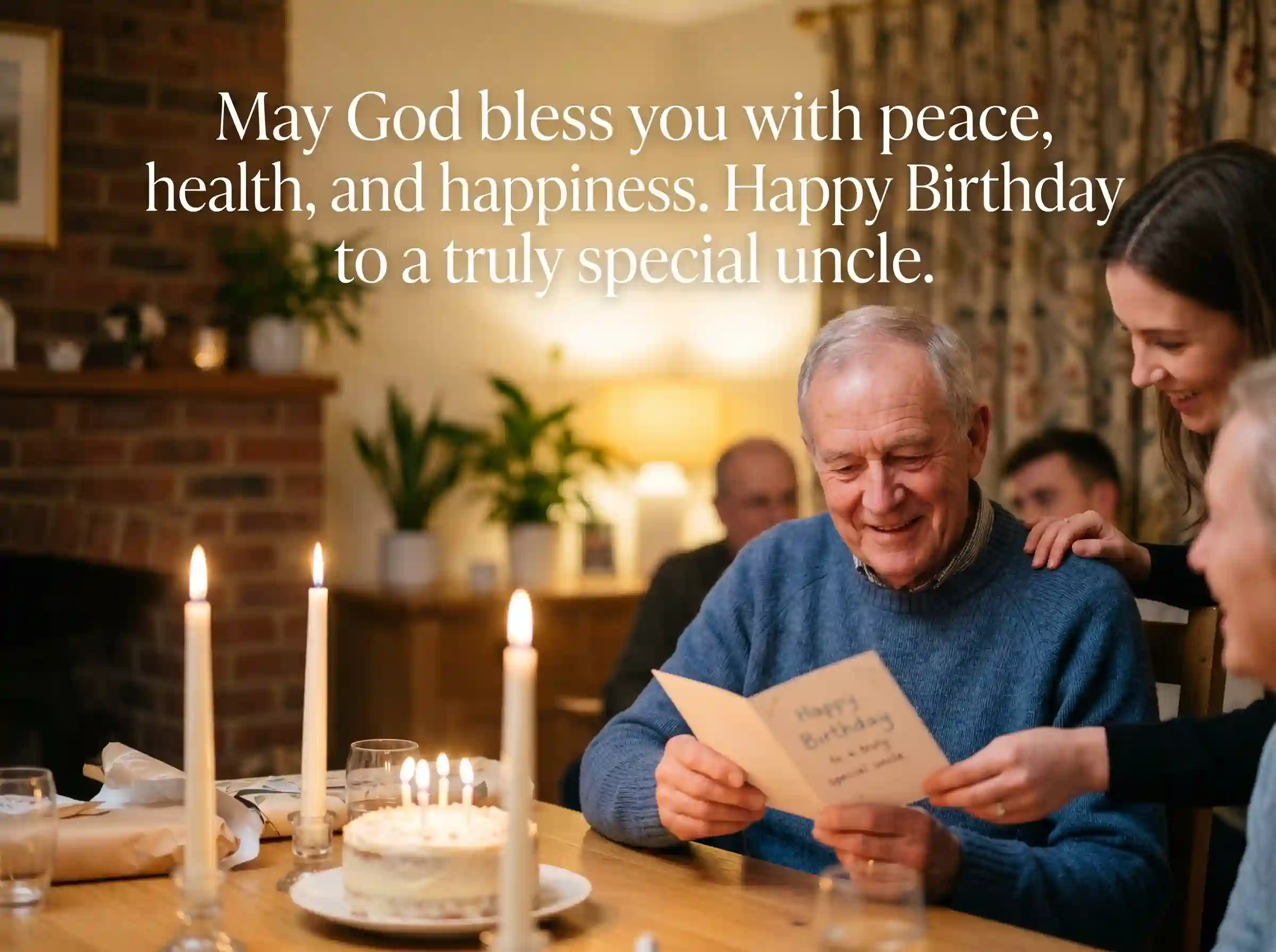 Heartfelt and prayerful birthday wishes for uncle with emotional family moment