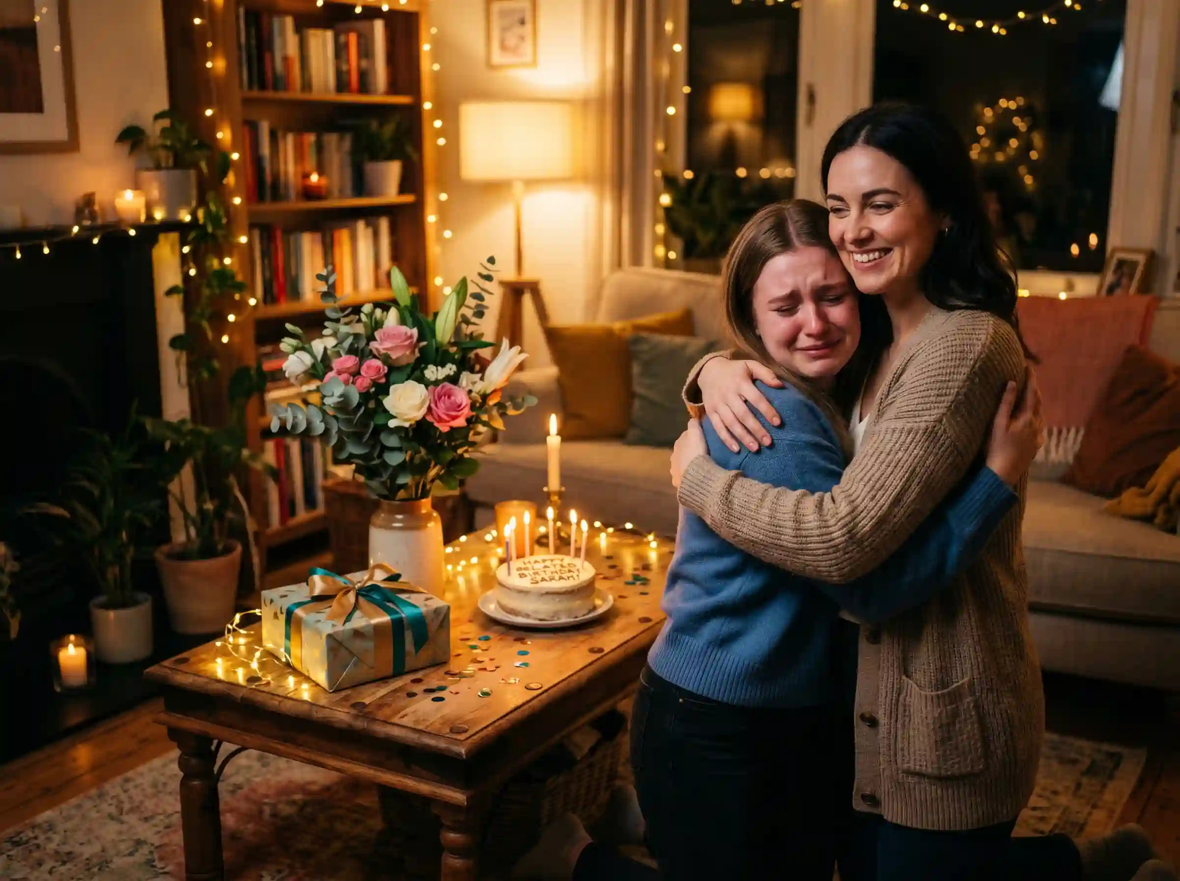 Belated birthday surprise ideas for sister with gifts flowers and celebration