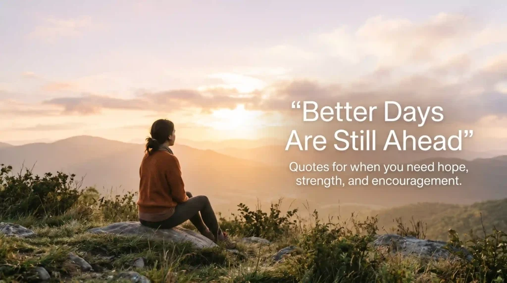 Peaceful sunrise with motivational quote about hope and healing for people feeling down