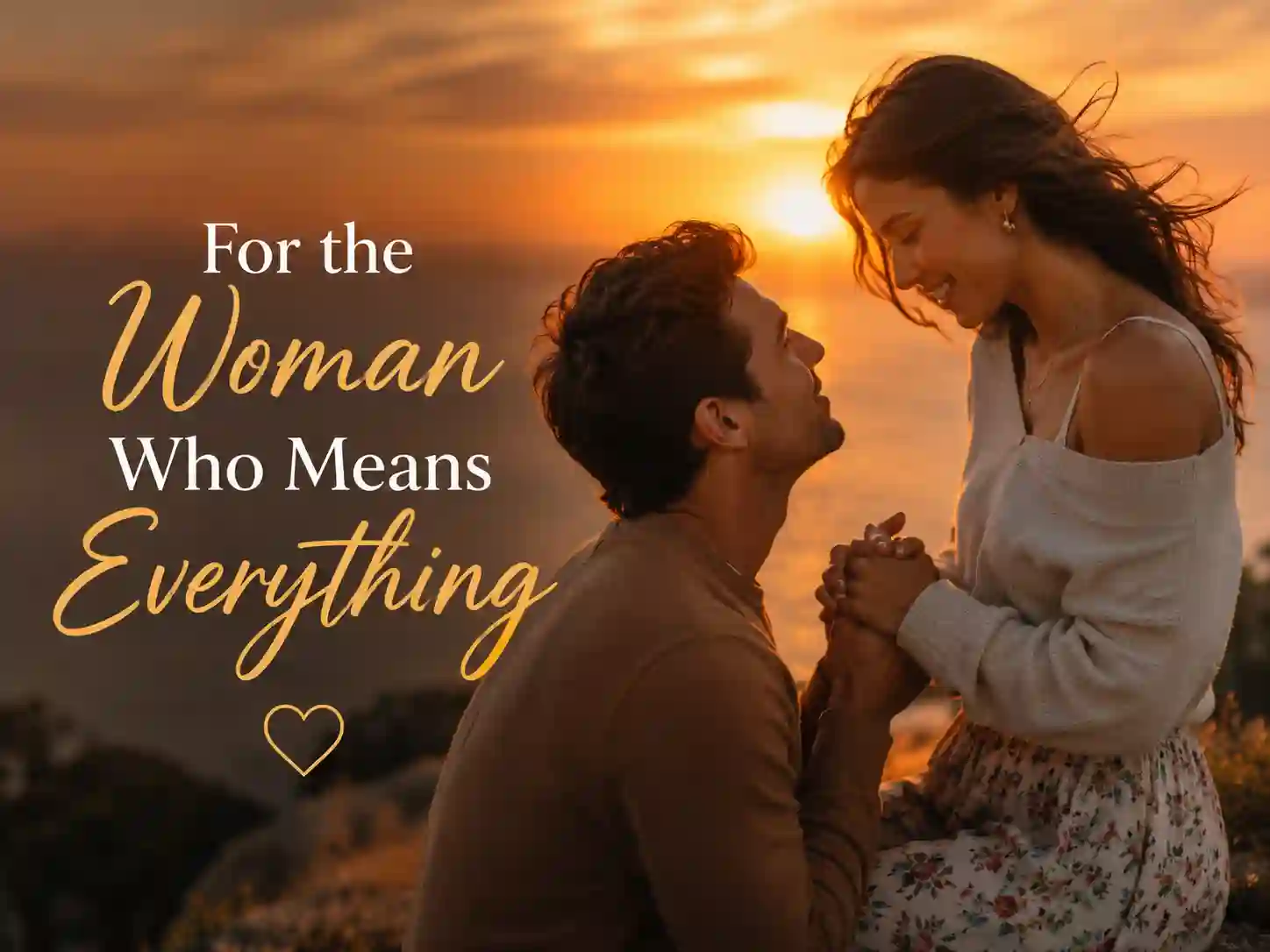Man expressing heartfelt romantic love message to his girlfriend during sunset