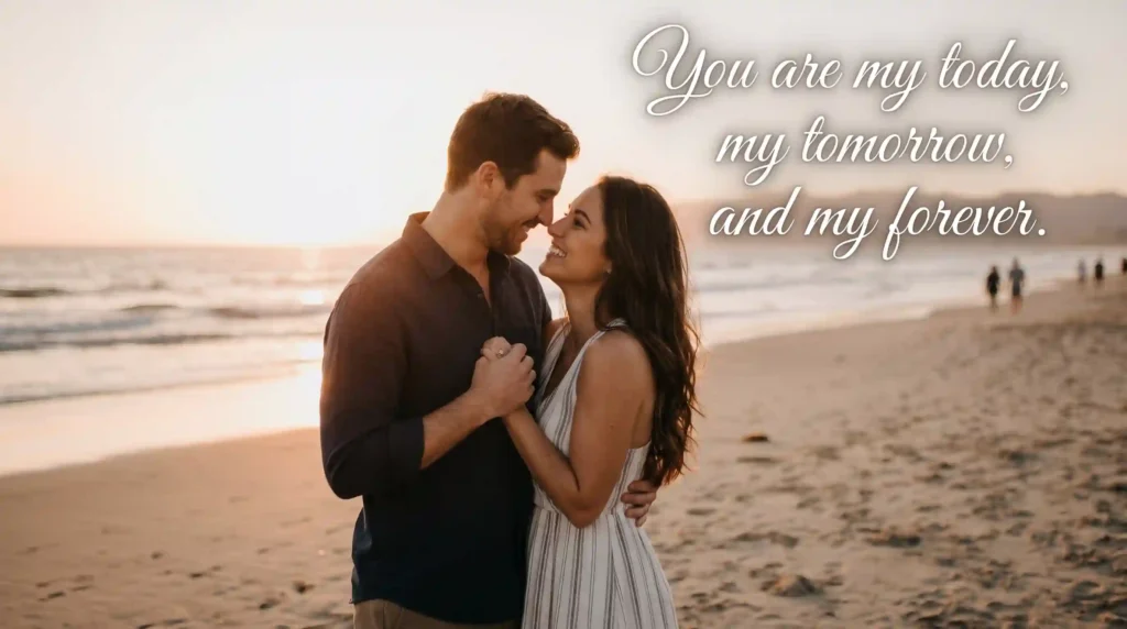 romantic love you forever quotes for him and her couple sunset quote image