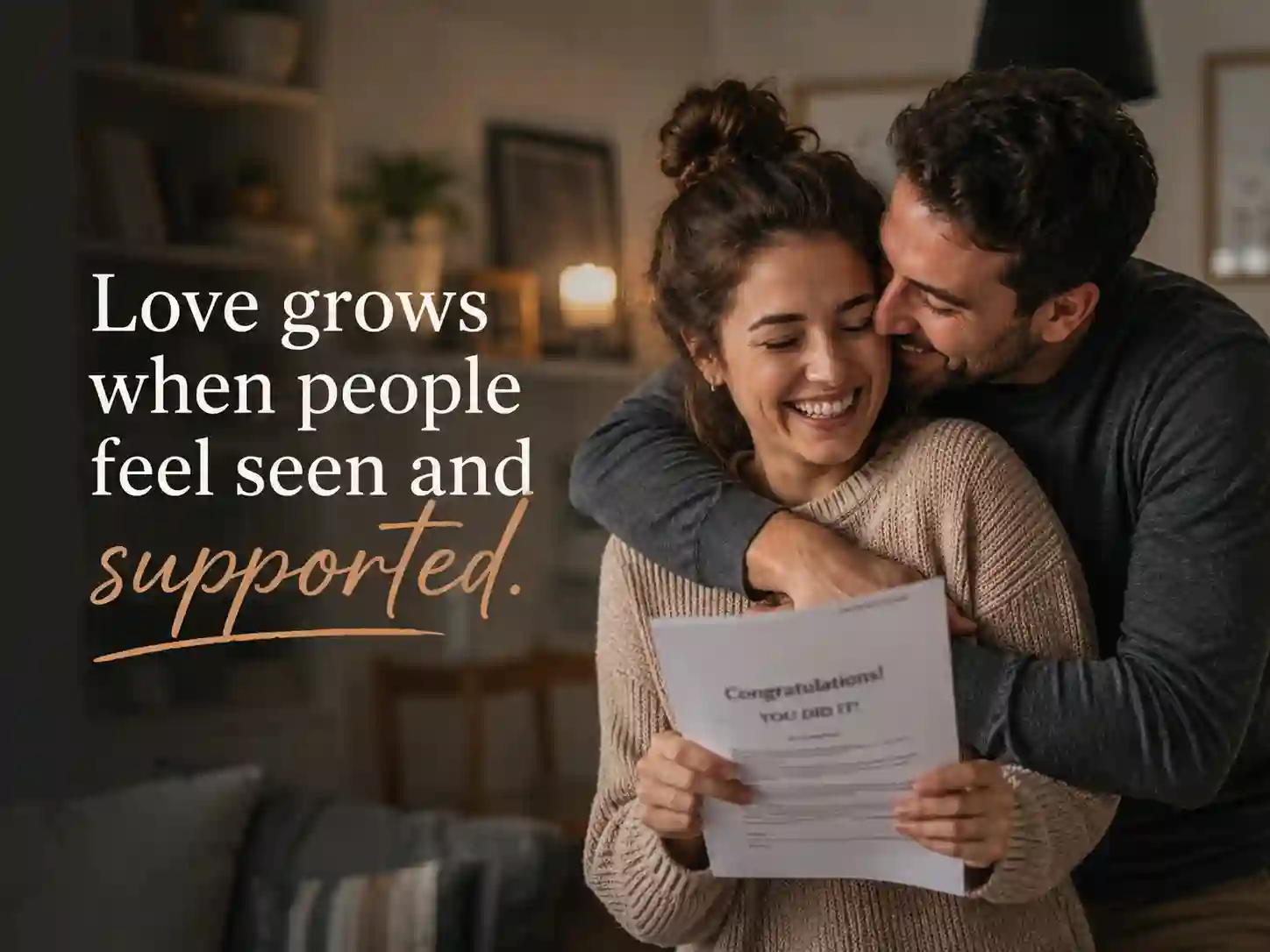 Romantic partner expressing pride and emotional support