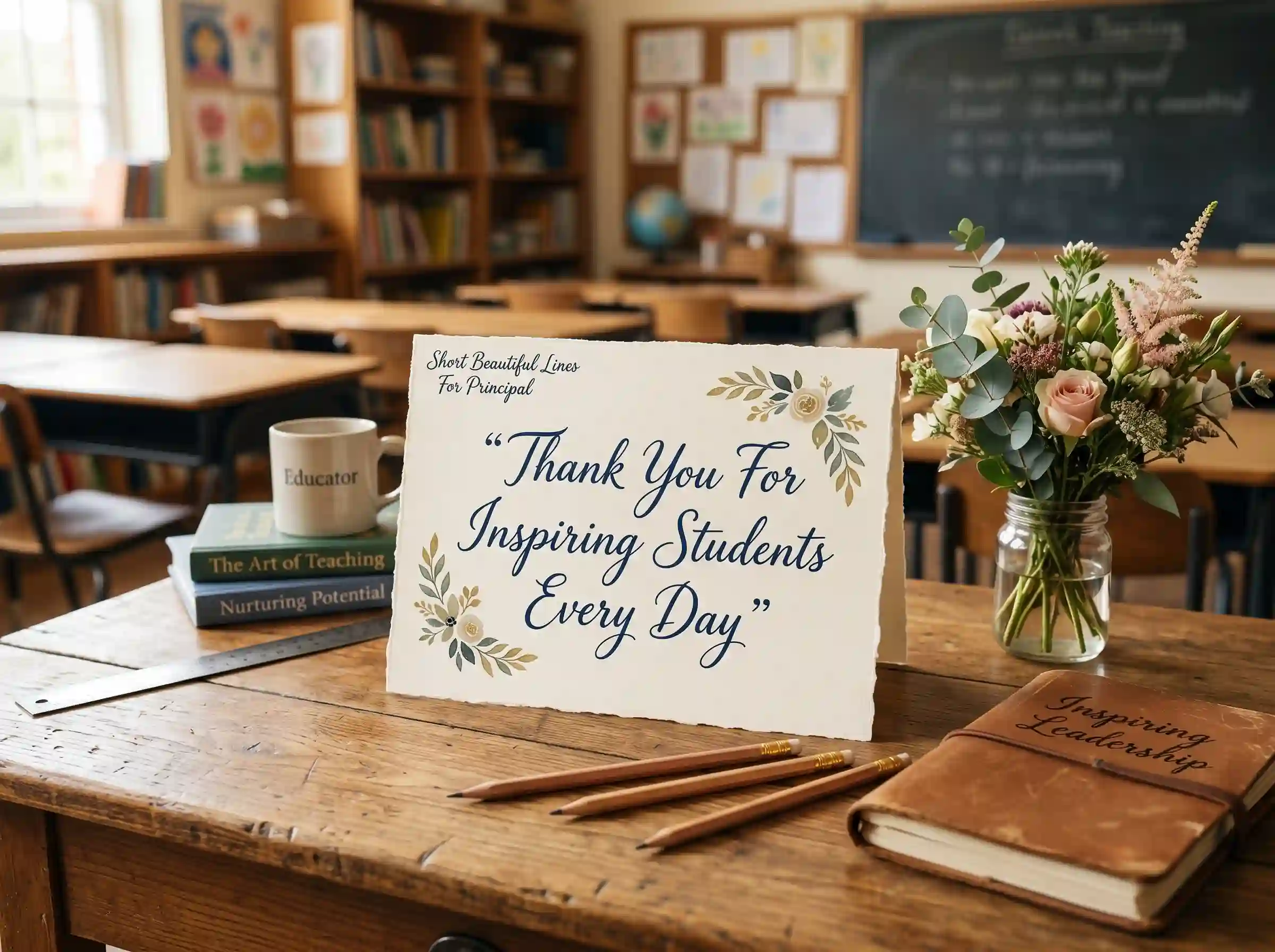 Short beautiful appreciation lines for principal on school thank-you card