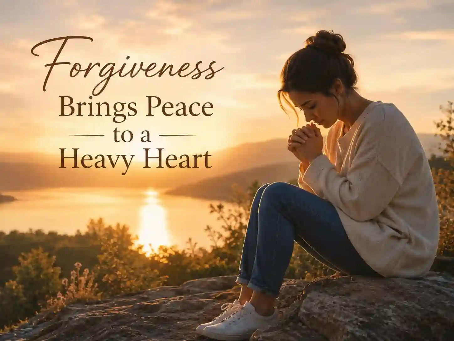 Peaceful outdoor prayer scene representing emotional healing through forgiveness