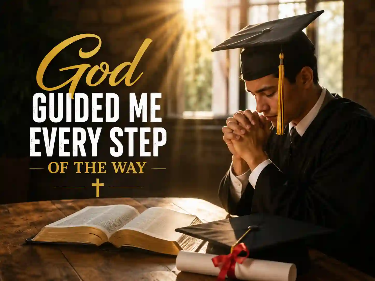Christian graduation messages for myself with Bible diploma and prayer celebrating God's blessings