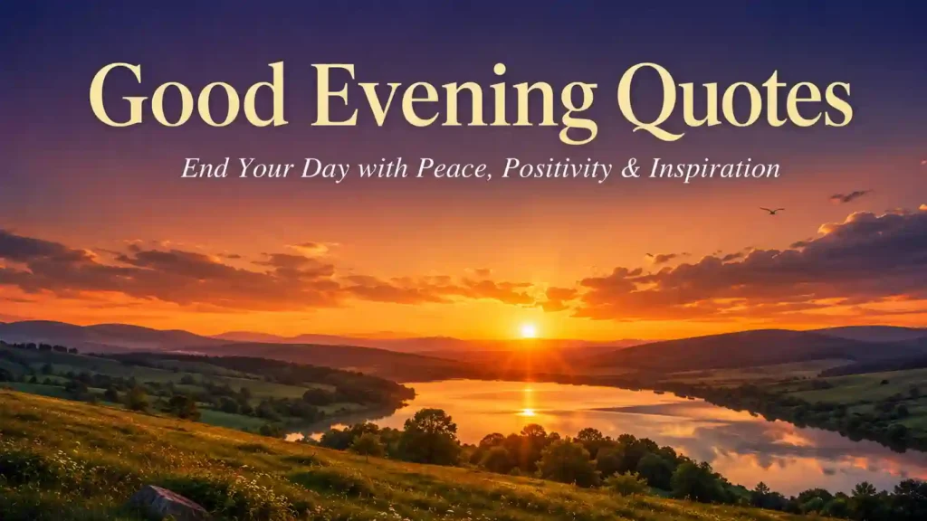 Beautiful sunset landscape representing good evening quotes with peace, positivity, and inspiration.