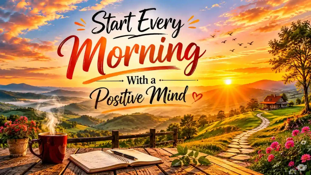 Good morning quotes for a positive mind with inspiring sunrise and positive morning motivation