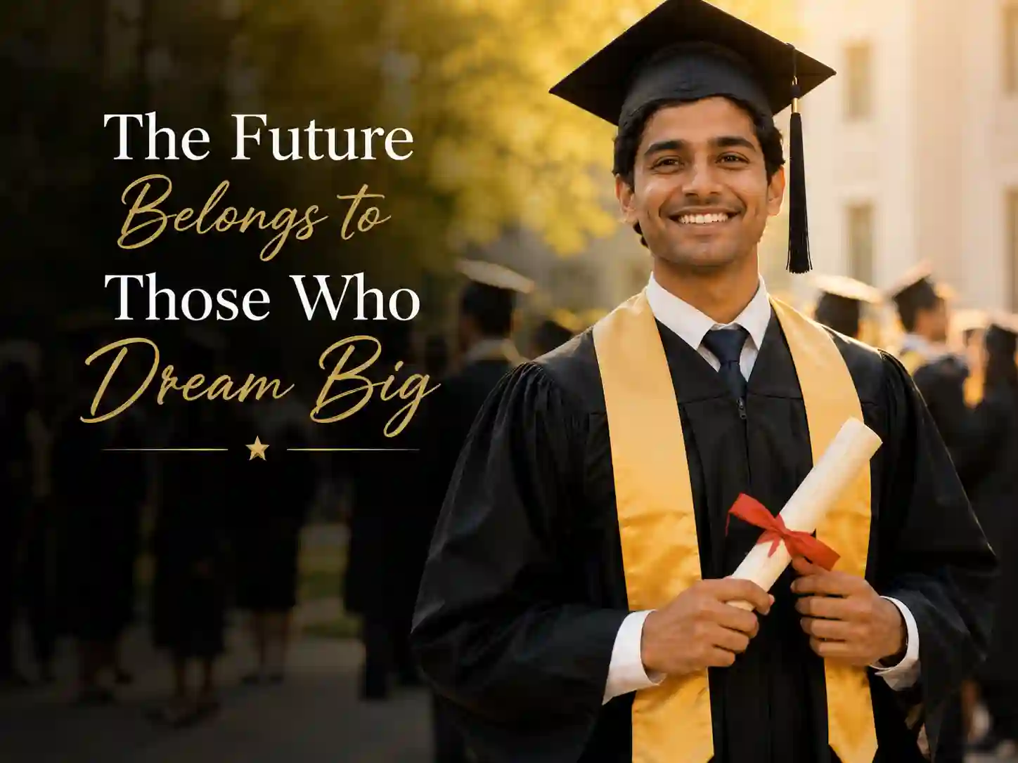 Graduate celebrating academic achievement with diploma and graduation cap