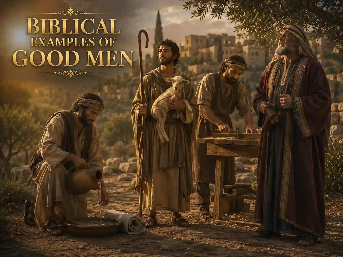 Faithful biblical men representing integrity, courage, kindness, and obedience to God.