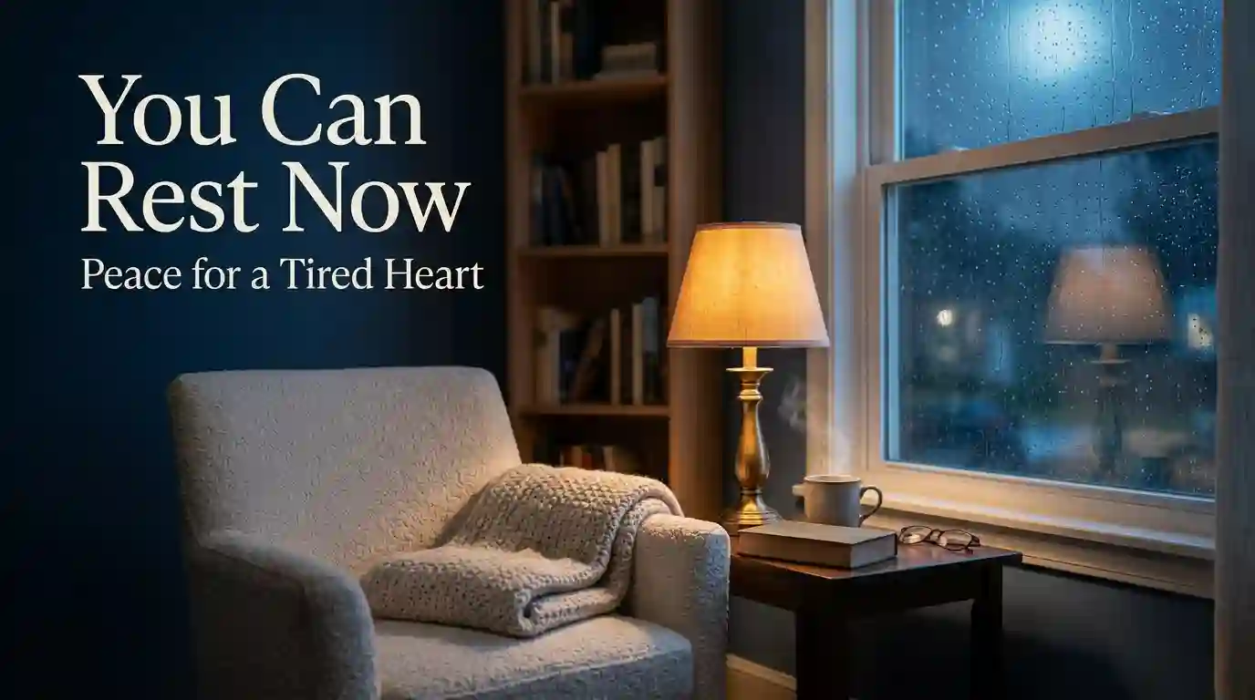 Comforting good night messages for peace and rest in a calm cozy nighttime setting