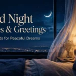 Good night quotes and greetings for sweet dreams in a peaceful moonlit bedroom