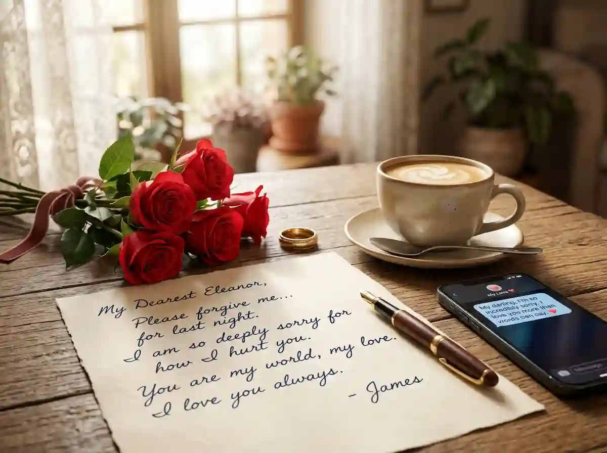 Romantic apology message expressing love and asking for forgiveness