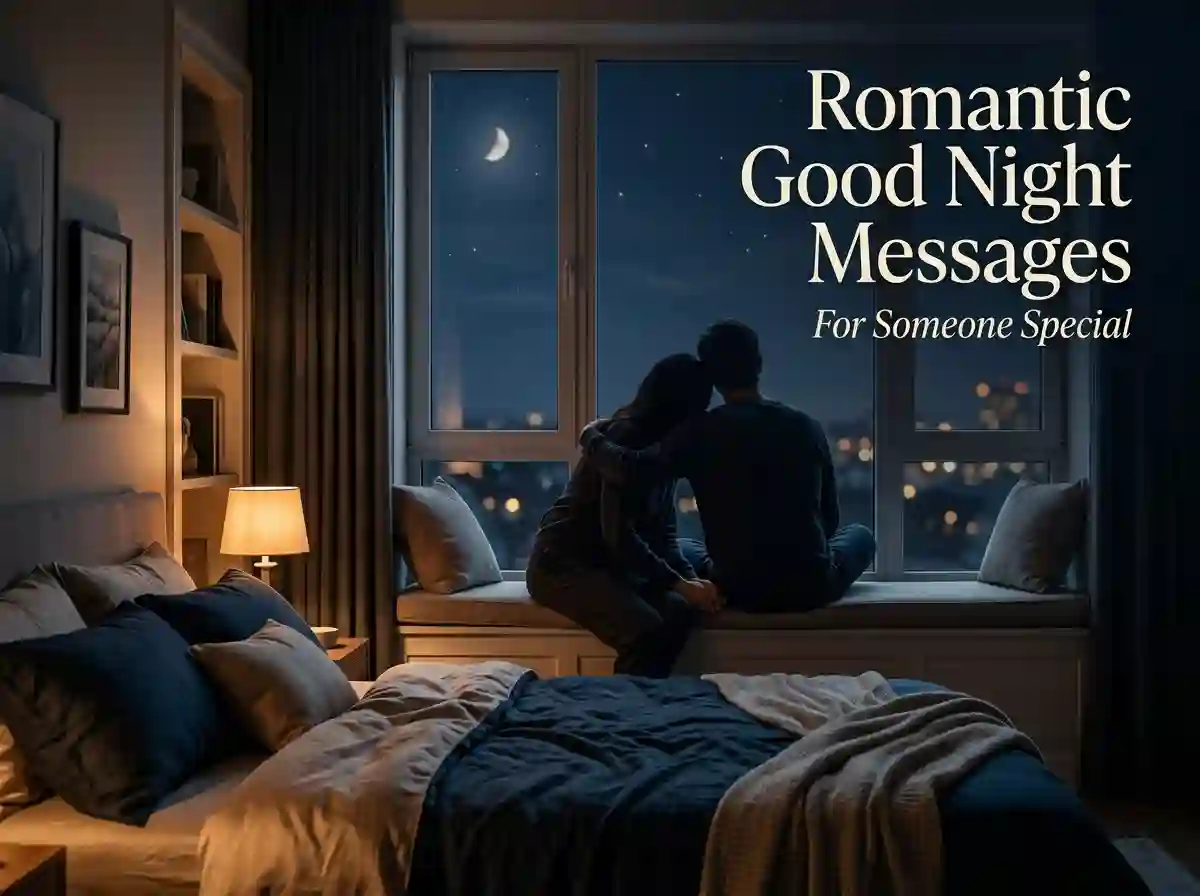 Romantic good night messages for someone special in a warm moonlit setting