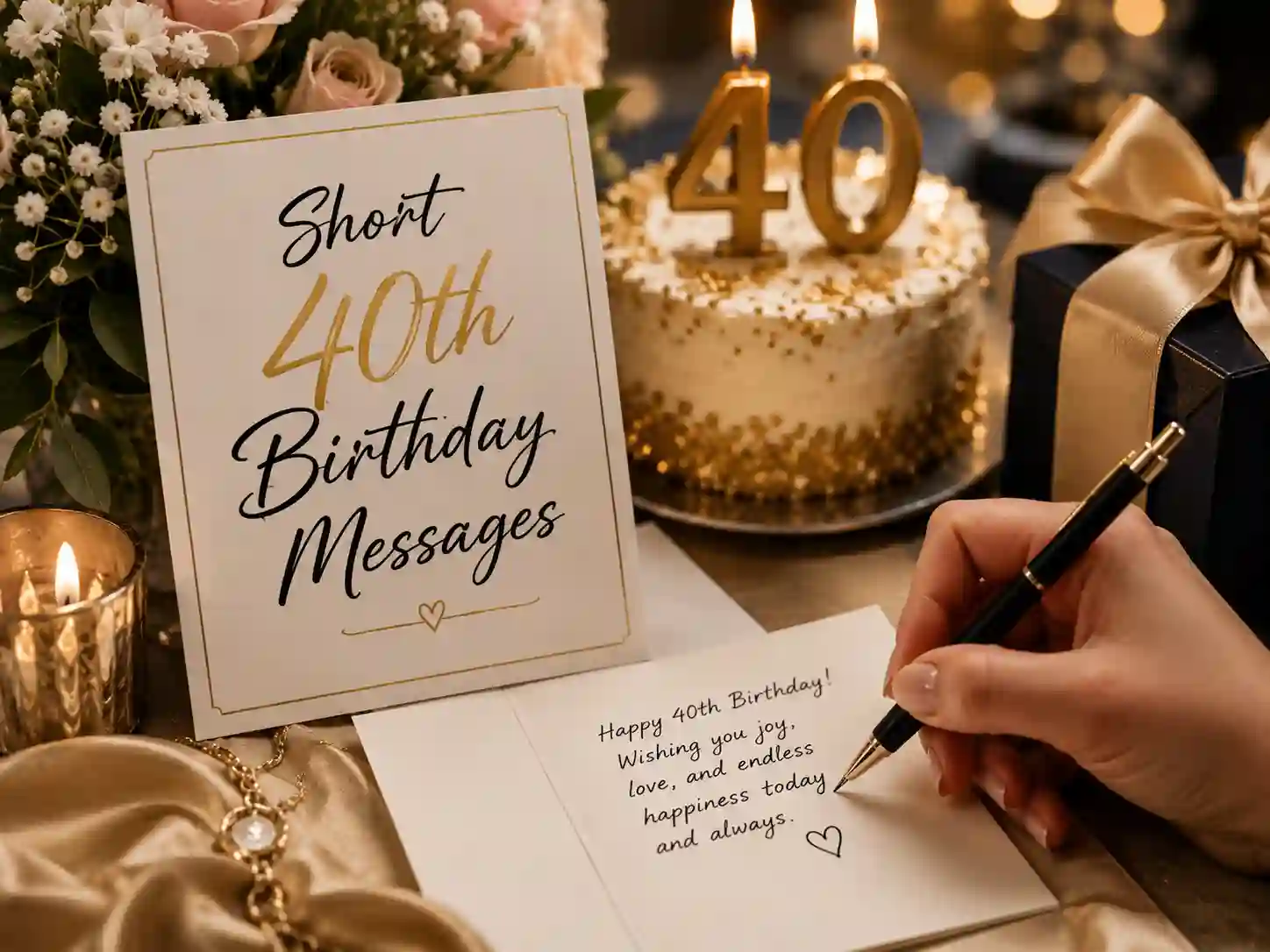 Birthday card with short 40th birthday message written inside