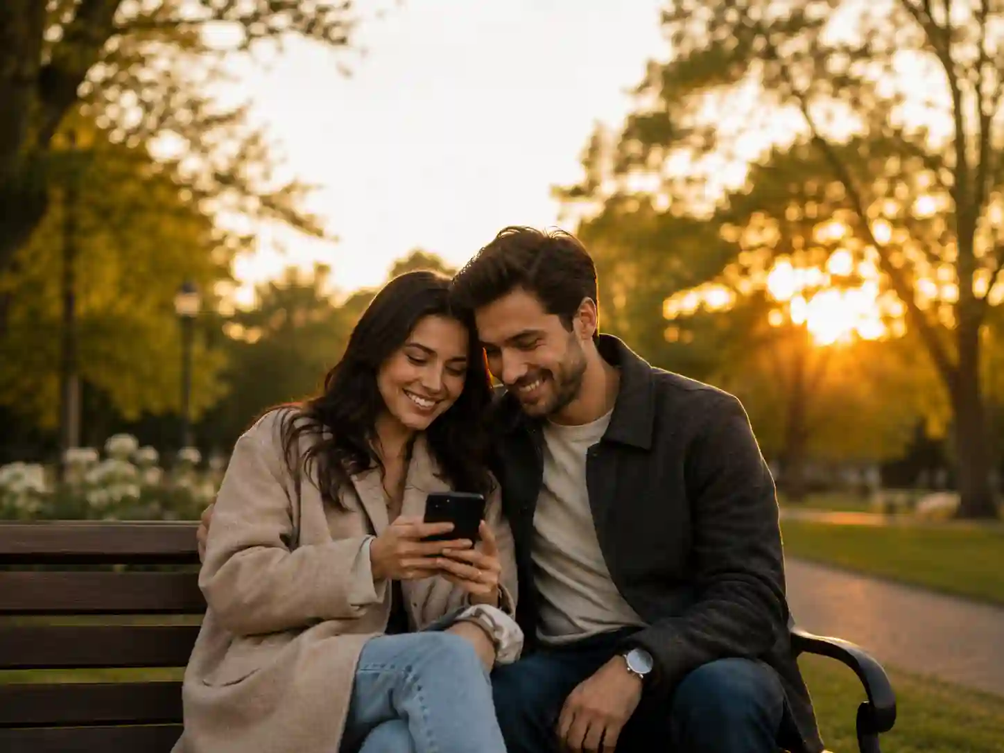 Couple reconnecting after exchanging heartfelt apology messages