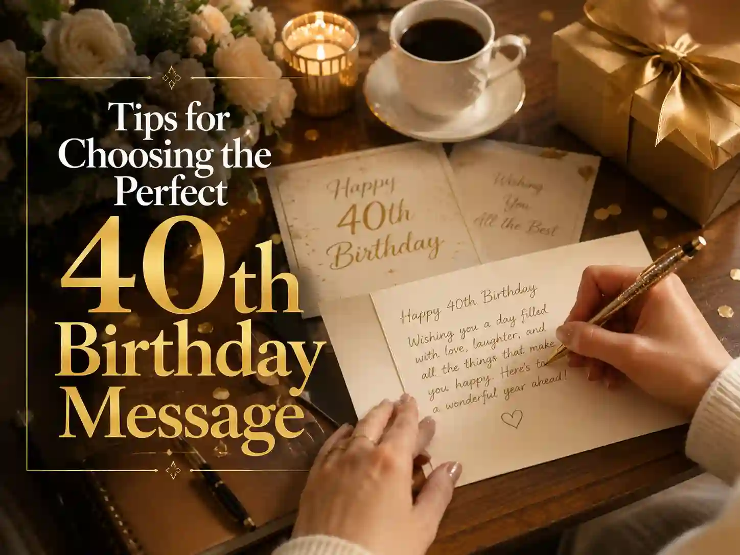 Person choosing the perfect 40th birthday card and writing a birthday message
