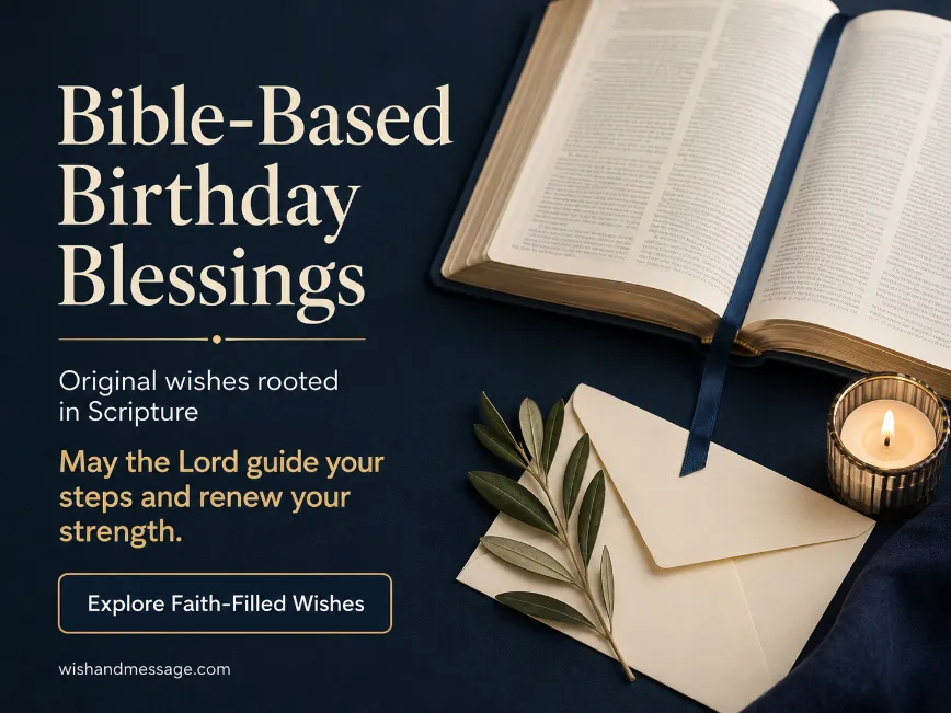 Open Bible with ribbon bookmark, olive leaves, and a birthday candle
