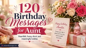 Elegant birthday-themed image for birthday messages for aunt with flowers, gift box, and greeting card.