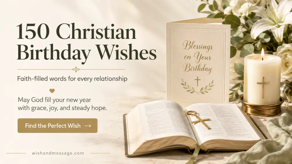 Open Bible, birthday card, candle, and white flowers in warm light