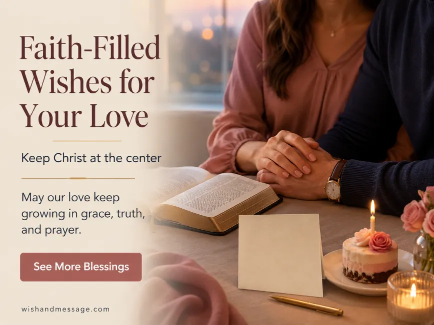 Christian couple holding hands beside a birthday card and open Bible