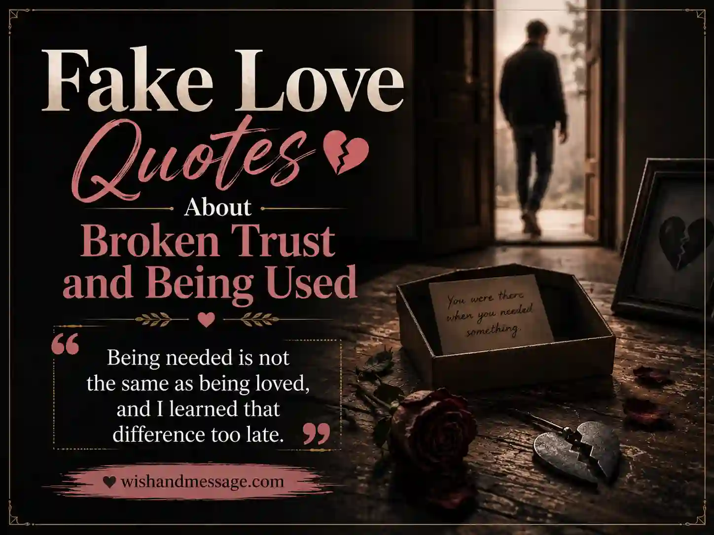 Fake love quotes image about broken trust and being used in a relationship