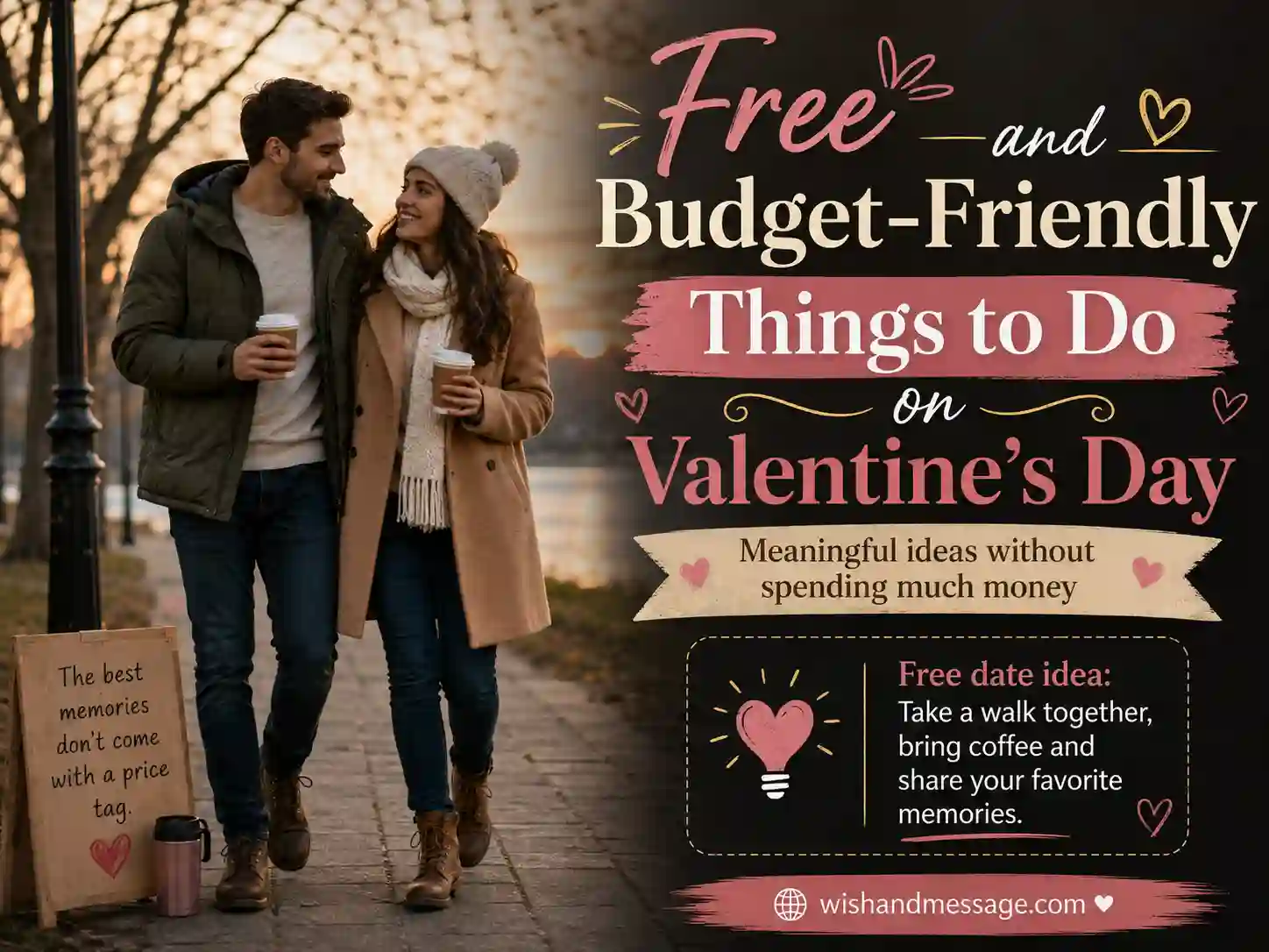 Couple enjoying a simple Valentine’s Day walk together in a peaceful park
