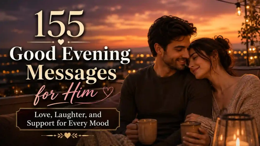 Romantic evening scene for good evening messages for him with stylish text overlay