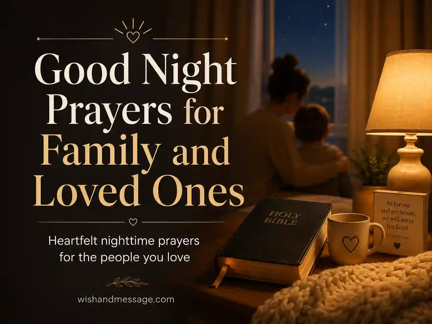 Warm family-centered nighttime prayer image for good night prayers for family and loved ones