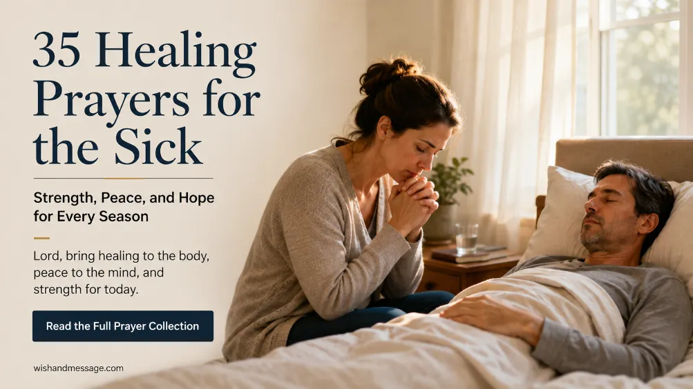 Adult sitting beside a resting sick loved one and praying near a sunlit window