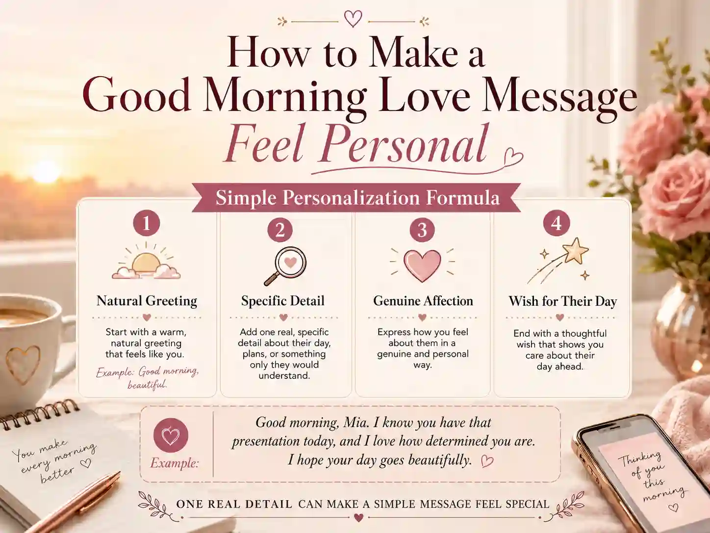 How to personalize a good morning love message infographic with simple message formula