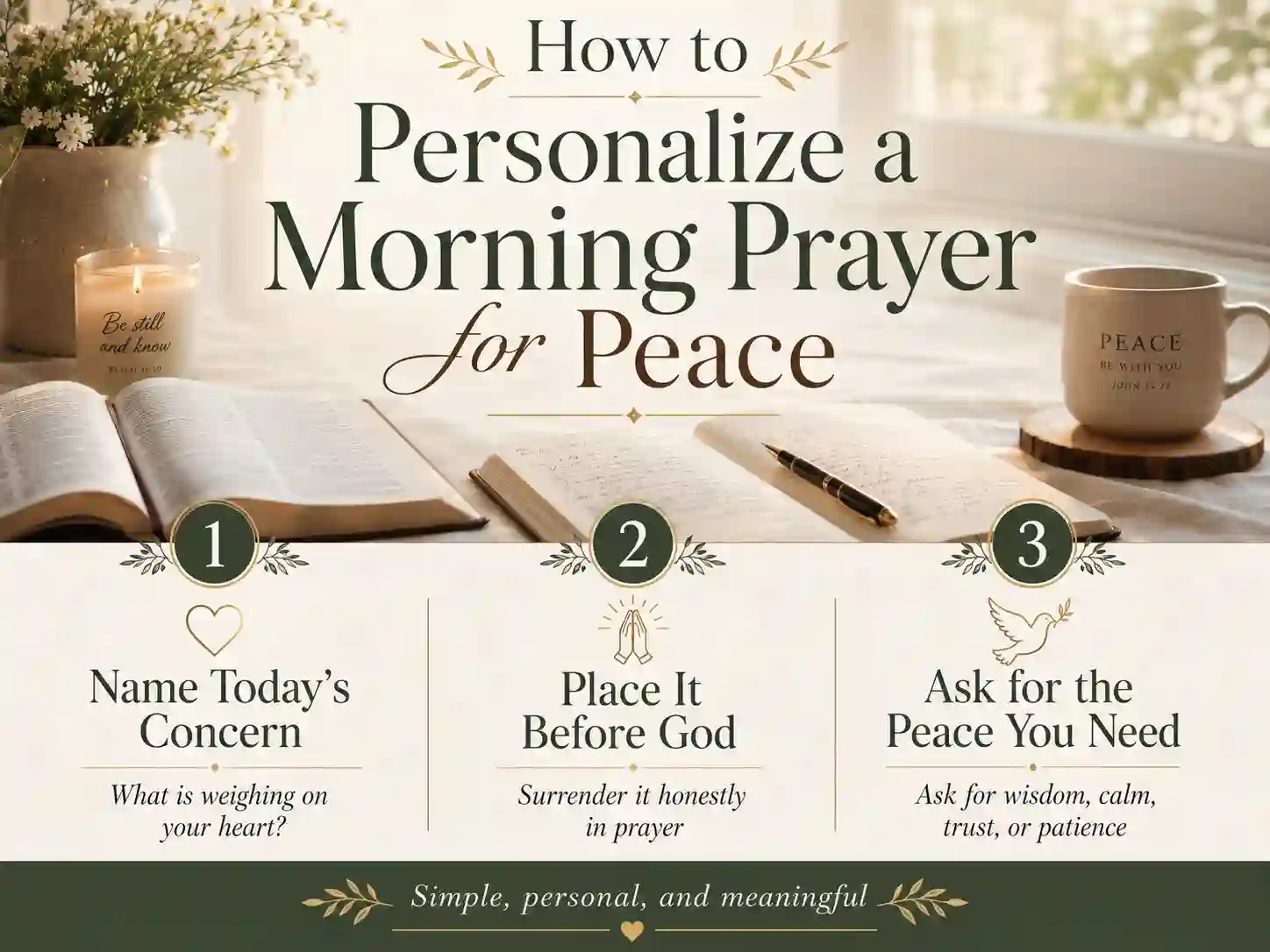 Three step guide to personalize a morning prayer for peace