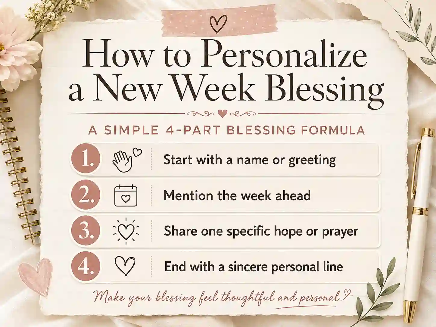 Four step guide for personalizing a new week blessing or prayer