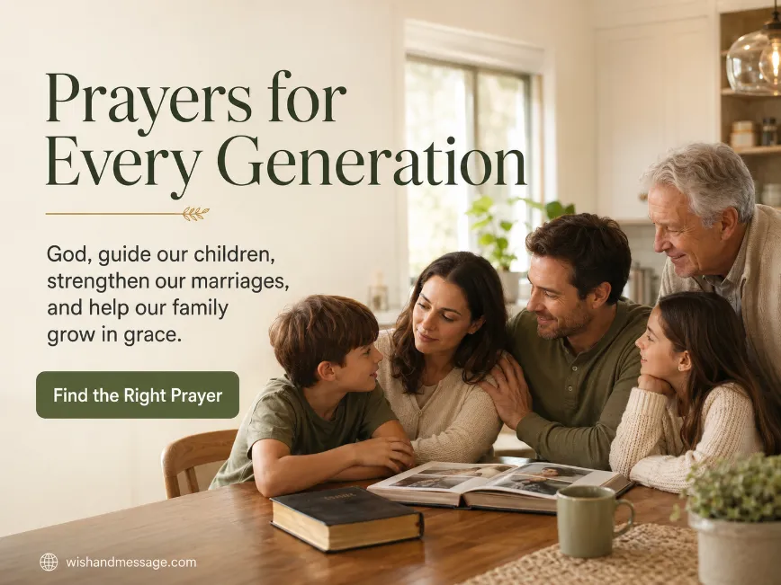 Grandparent, parents, and children sharing a peaceful family moment at home.